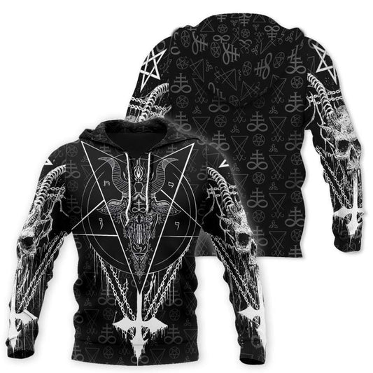 Dark Black White Occult Hoodie For Casual Streetwear Travel And Everyday Comfort