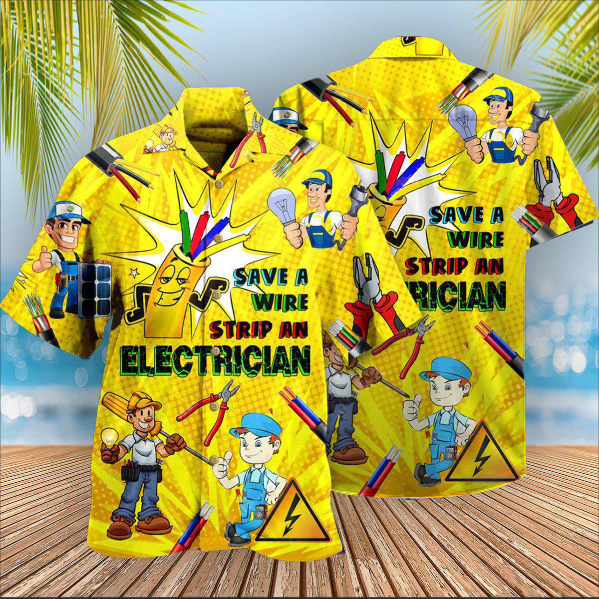 Electrician Wire Stip Hawaiian Shirt For Resort Getaways And Comfortable Summer Activities