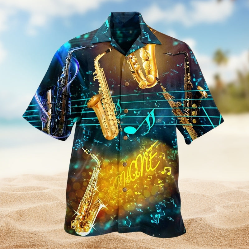 Saxophone Music Hawaiian Shirt For Beach Days, Summer Outings, And Thoughtful Gift Giving