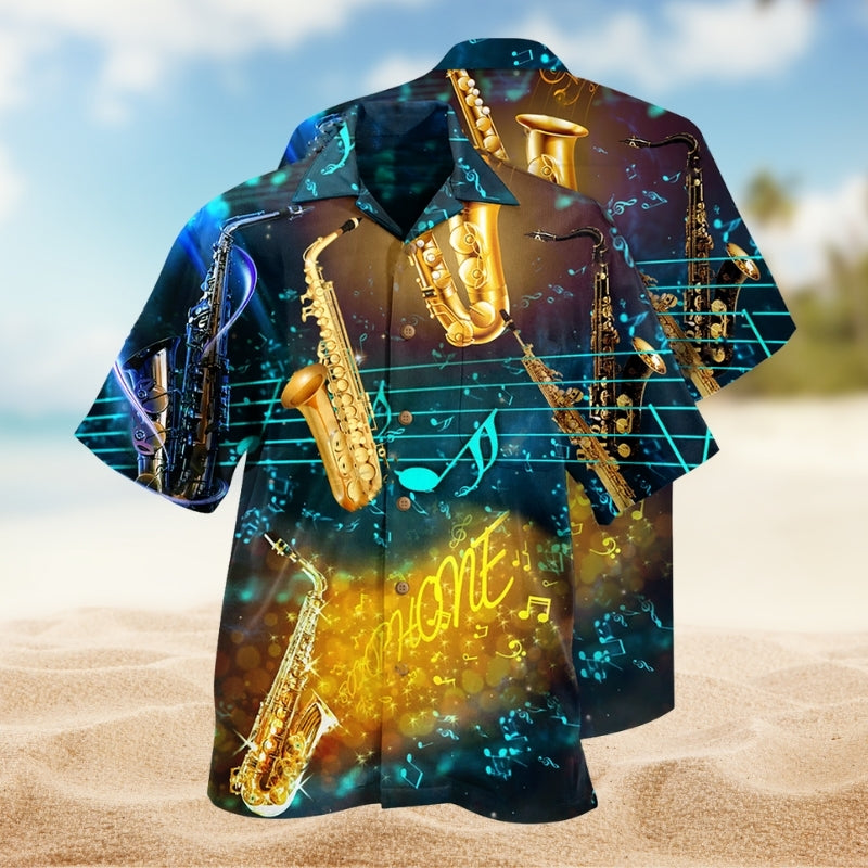Saxophone Music Hawaiian Shirt For Beach Days, Summer Outings, And Thoughtful Gift Giving