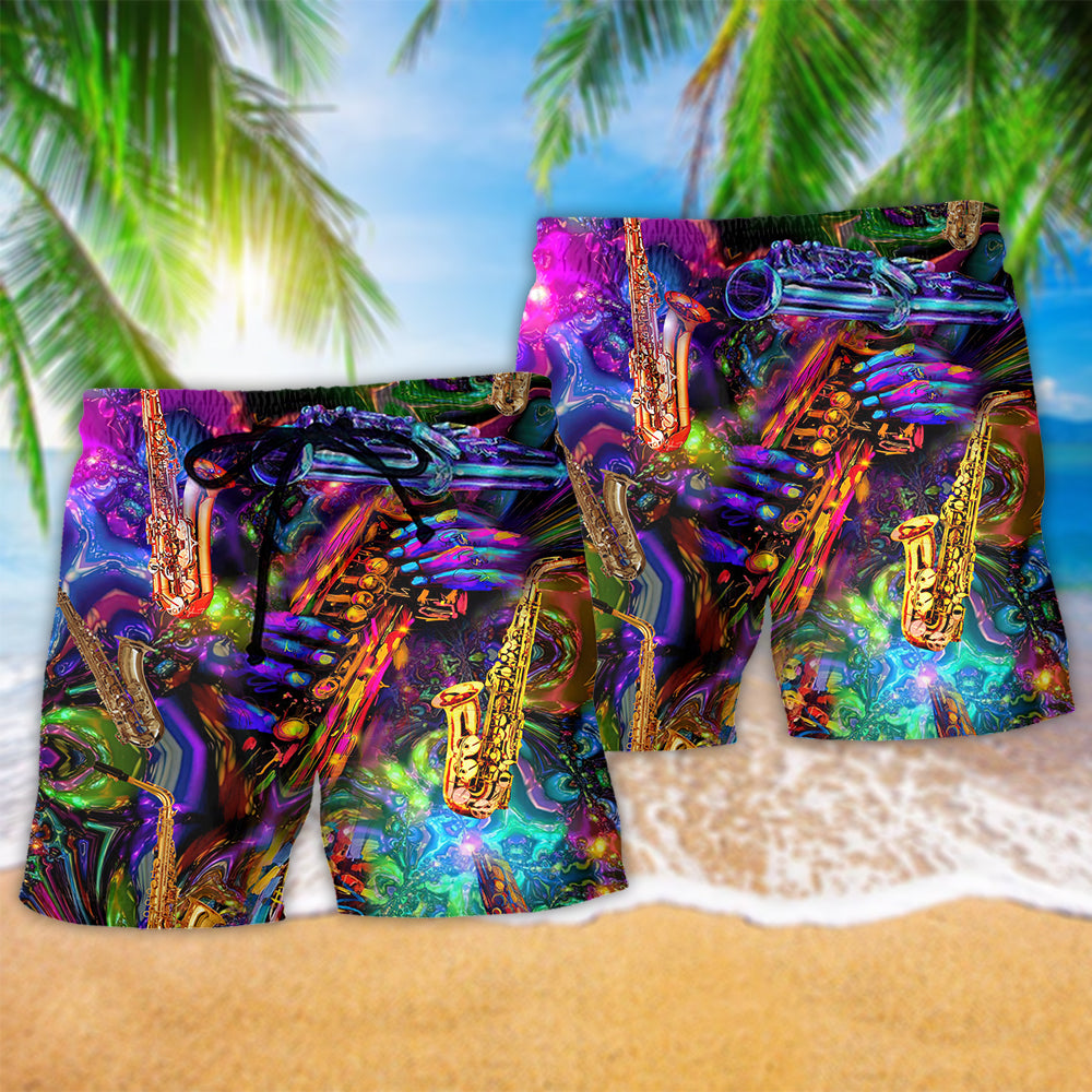 Saxophone Music Funny Saxy Quote Beach Shorts Pattern Detail For Relaxed Warm Weather Outfits