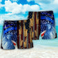 Saxophone US Flag Independence Day Beach Shorts Pattern View For Vacation Travel And Outdoor Fun