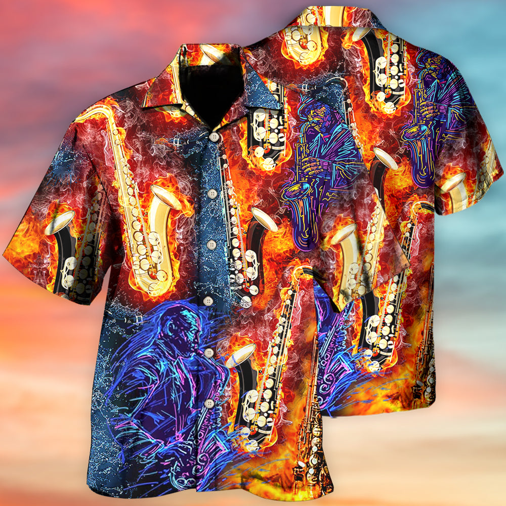 Saxophone Music Hawaiian Shirt For Music Fans, Resort Parties, And Warm Weather Events