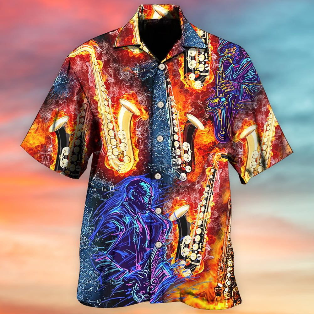 Saxophone Music Hawaiian Shirt For Music Fans, Resort Parties, And Warm Weather Events