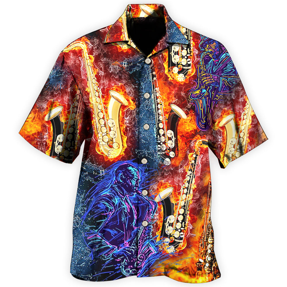 Saxophone Music Hawaiian Shirt For Music Fans, Resort Parties, And Warm Weather Events