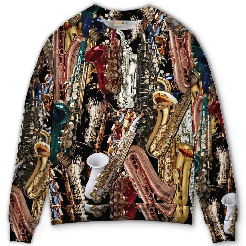 Saxophone Music Therapy Sweater For Live Events Travel And Relaxed Creative Outfits