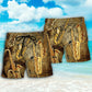 Retro Saxophone Music Beach Shorts Pattern Detail For Coastal Travel And Relaxed Casual Wear