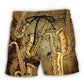 Retro Saxophone Music Beach Shorts For Beach Days And Relaxed Casual Wear