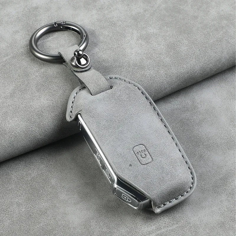 Leather Car Key Cover Compatible with Kia Telluride, Telluride SX 2021, Sportage R 2022, K5 GT Line 2021, Seltos 2020 – 5 Buttons