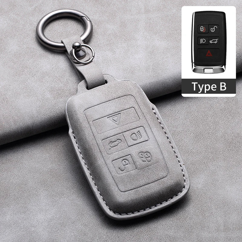 Leather Remote Key Fob Case Compatible with Land Rover Range Rover Sport, Evoque, Freelander
