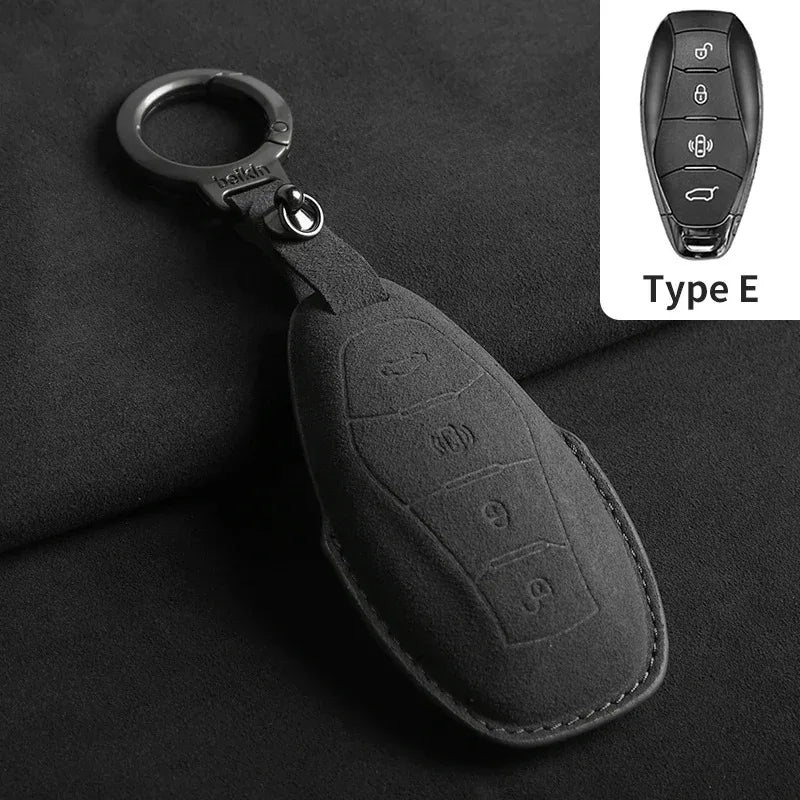 Suede Smart Remote Key Fob Cover Compatible with Hongqi HS5, H5, H6, H9, EH7, HS7, H7, L5, HS3, L9, HQ9