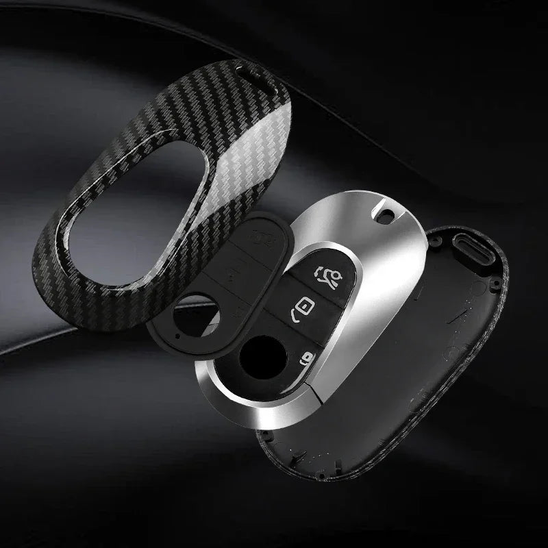 Car Key Cover Compatible with Mercedes-Benz C E S Class GLC GLB CLA CLS W223 W214 W206 X254 S400 S450 S480 – Carbon Fiber Style
