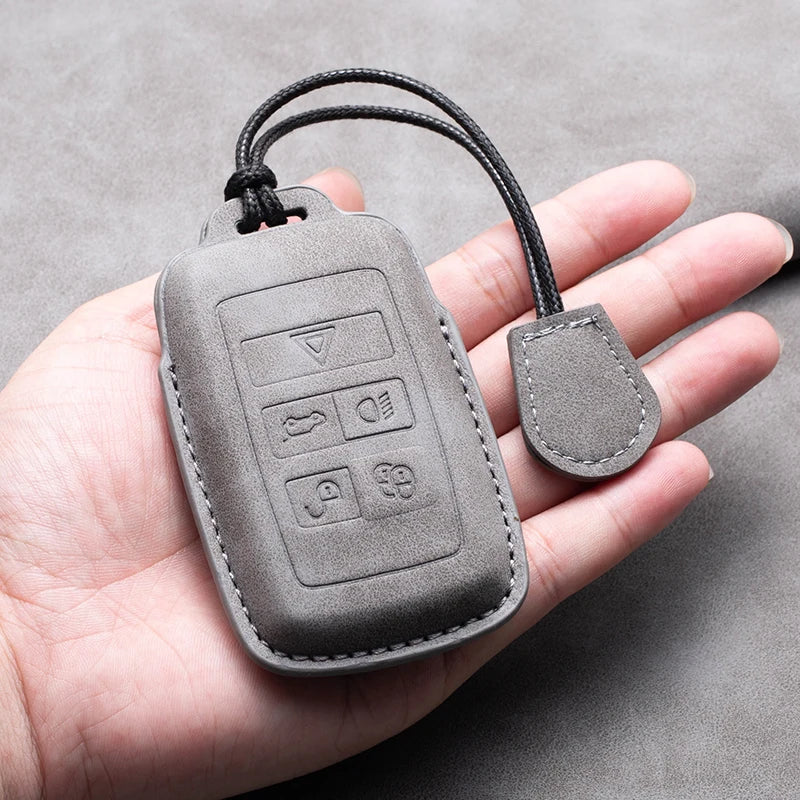 Leather Remote Key Fob Case Compatible with Land Rover Range Rover Sport, Evoque, Freelander