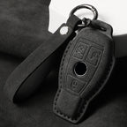 Suede Car Key Fob Cover Compatible with Mercedes-Benz CLE, GLC, EQS, EQE, C-Class, E-Class, S-Class, W206, W214, W223, C236, X254