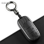 Car Key Cover Compatible with Jeep Renegade Grand Cherokee; Dodge Journey Charger; Chrysler 200 300 – Carbon Fiber Style