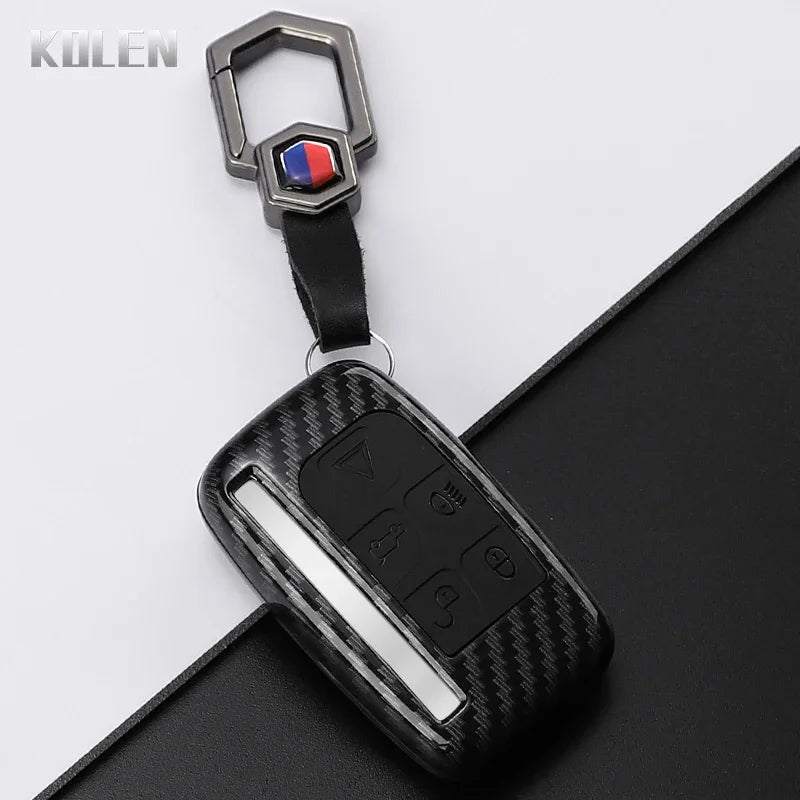 Car Key Cover Compatible with Jaguar XE XJ XF Guitar; Land Rover Range Rover Sport Evoque Freelander Velar Discovery 4 – Carbon Fiber Style