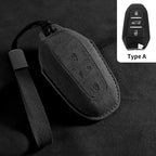 Suede Car Key Cover Compatible with Peugeot 308, 408, 508; Citroen C4L, C6, C3-XR, Picasso, DS3, DS4, DS5