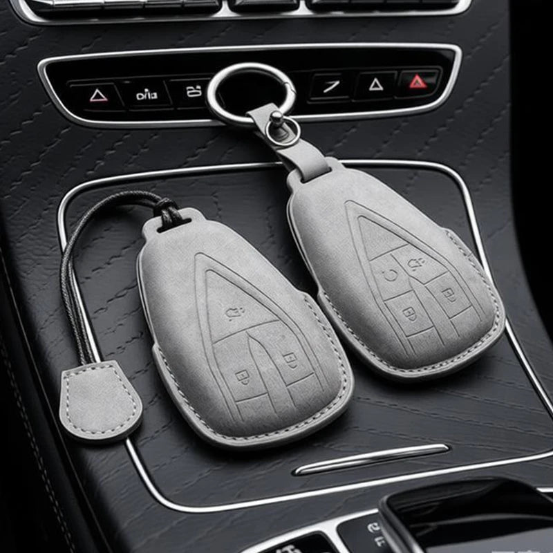 Leather Remote Key Fob Cover Compatible with Changan CS35 Plus, CS55 Plus, CS75 Plus, Eado, UNI-T, UNI K, Oushang X5, X7, EV