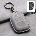 Leather Car Key Fob Cover Compatible with Cadillac CT4, CT5, ATS, CT6, CTS, DTS, XT5, Escalade ESV, SRX, STS, XTS, XT4, 28T, ELR