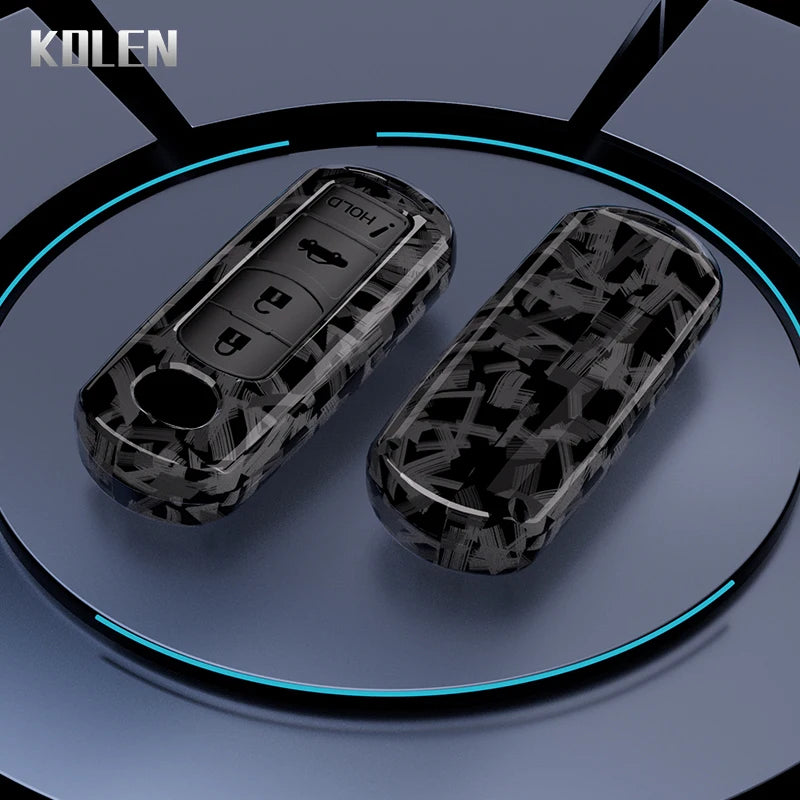 Car Key Cover Compatible with Mazda 2 3 5 6 BL BM GJ Atenza Axela Demio CX-3 CX3 CX-5 CX5 CX7 CX-9 CX8 – 4 Buttons – Carbon Fiber Style