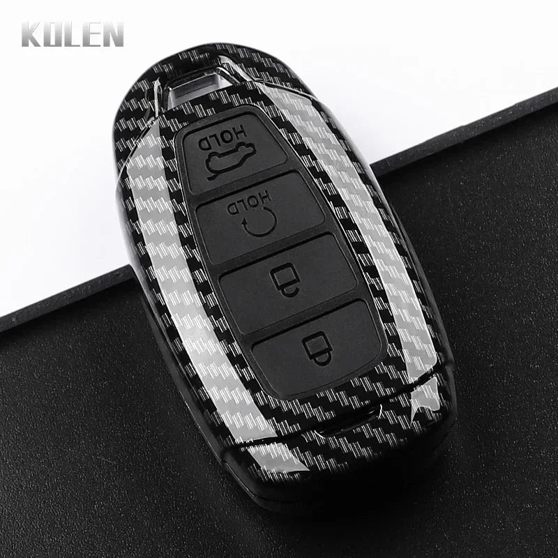 Car Key Cover Compatible with Hyundai i30 ix25 Elantra Kona Solaris Azera Grandeur IG TM Accent Santa Fe – Carbon Fiber Style