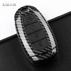 Car Key Cover Compatible with Hyundai i30 ix25 Elantra Kona Solaris Azera Grandeur IG TM Accent Santa Fe – Carbon Fiber Style