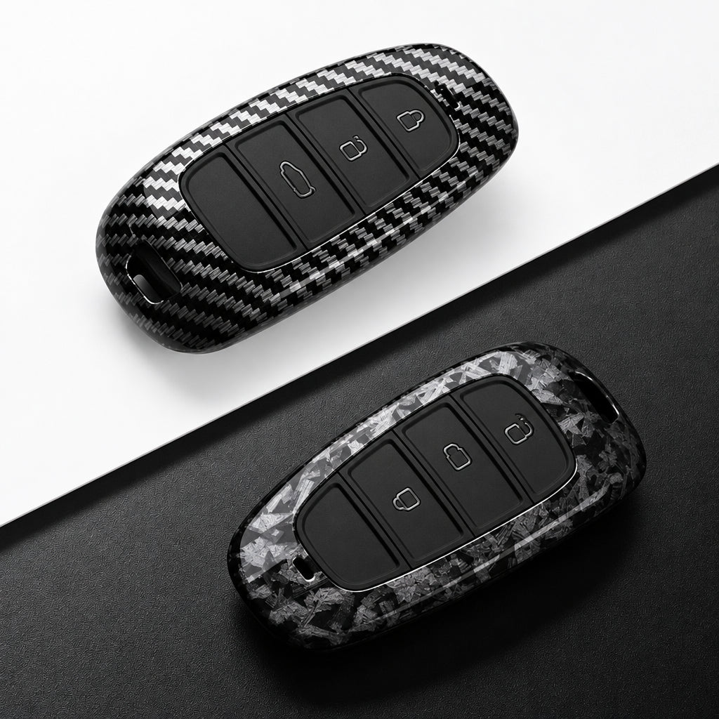 Car Key Cover Compatible with Hyundai Santa Fe Tucson 2022 Nexo NX4 Atos Prime Solaris – Carbon Fiber Style