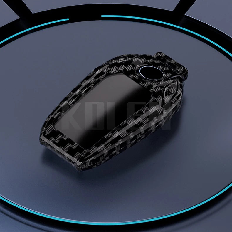 Car Key Cover Compatible with BMW 5 7 Series X3 X4 X5 X7 G30 G31 G11 G12 G01 GT G32 i8 – Carbon Fiber Style