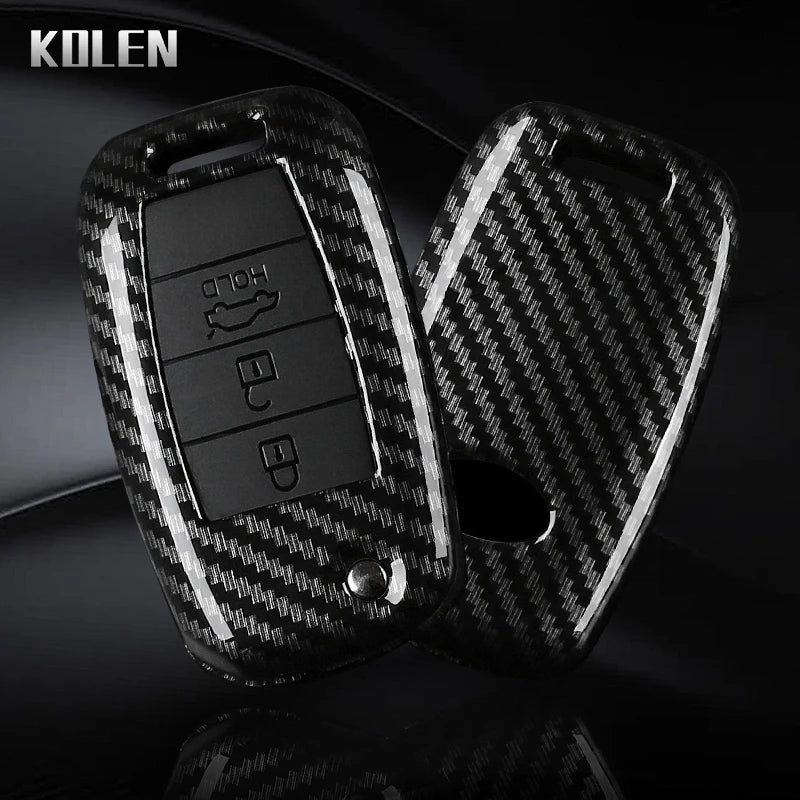 Car Key Cover Compatible with Kia Rio 3 K2 Ceed Cerato K3 Sportage 4 Picanto K5 Optima Sorento Forte Stinger – Carbon Fiber Style