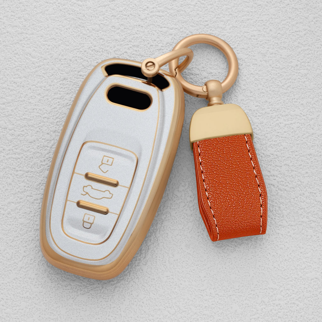 Quicksand Gold TPU Car Key Fob Cover for Audi A1, A3, A4, A5, A6, A7, A8, Q3, Q5, Q7, Q8, RS3, S4, S5, S7 & TT – 8P, B8, B9, C7, C8, D5, 4M