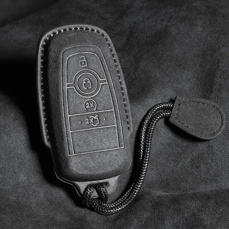 Suede Keyless Remote Key Cover Compatible with Ford F150 / F-150 Raptor