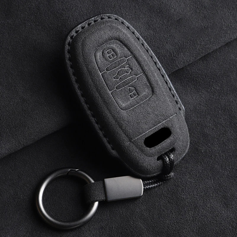 Suede Car Key Fob Cover Compatible with Audi A1, A3, 8V, A4, B8, B9, A5, A6, C7, A7, A8, Q3, Q5, Q7, S4, S6, S7, S8, R8, TT