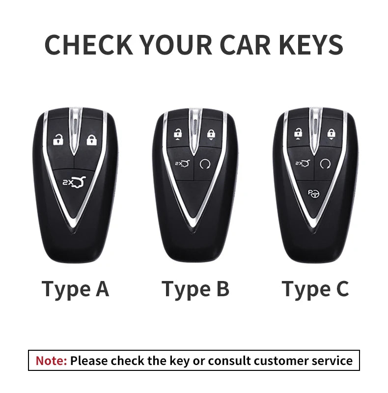 Leather Remote Key Fob Cover Compatible with Changan CS35 Plus, CS55 Plus, CS75 Plus, Eado, UNI-T, UNI K, Oushang X5, X7, EV