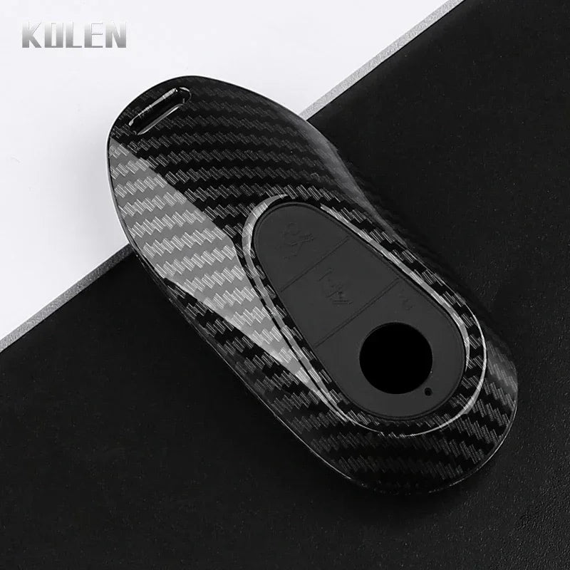 Car Key Cover Compatible with Mercedes-Benz C E S Class GLC GLB CLA CLS W223 W214 W206 X254 S400 S450 S480 – Carbon Fiber Style