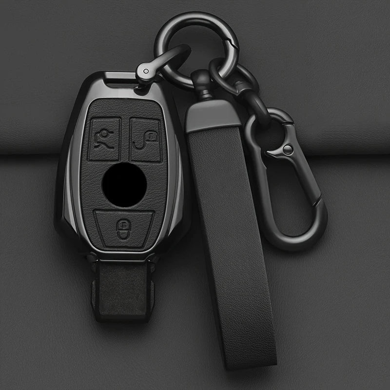 Alloy-Style Car Key Fob Cover for Mercedes-Benz A-Class, B-Class, C-Class, R-Class, CLA, GLA, GLC & GLK – W176, W203, W204, W210, W211 – 2/3 Buttons