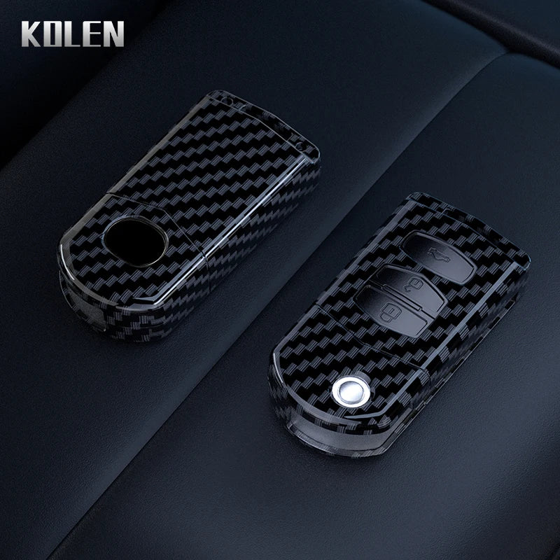 Flip Key Cover Compatible with Mazda 2 3 5 6 8 CX7 CX-7 CX5 CX-5 CX9 CX-9 MX5 MX-5 M6 RX8 RX-8 – 2/3/4 Buttons – Carbon Fiber Style