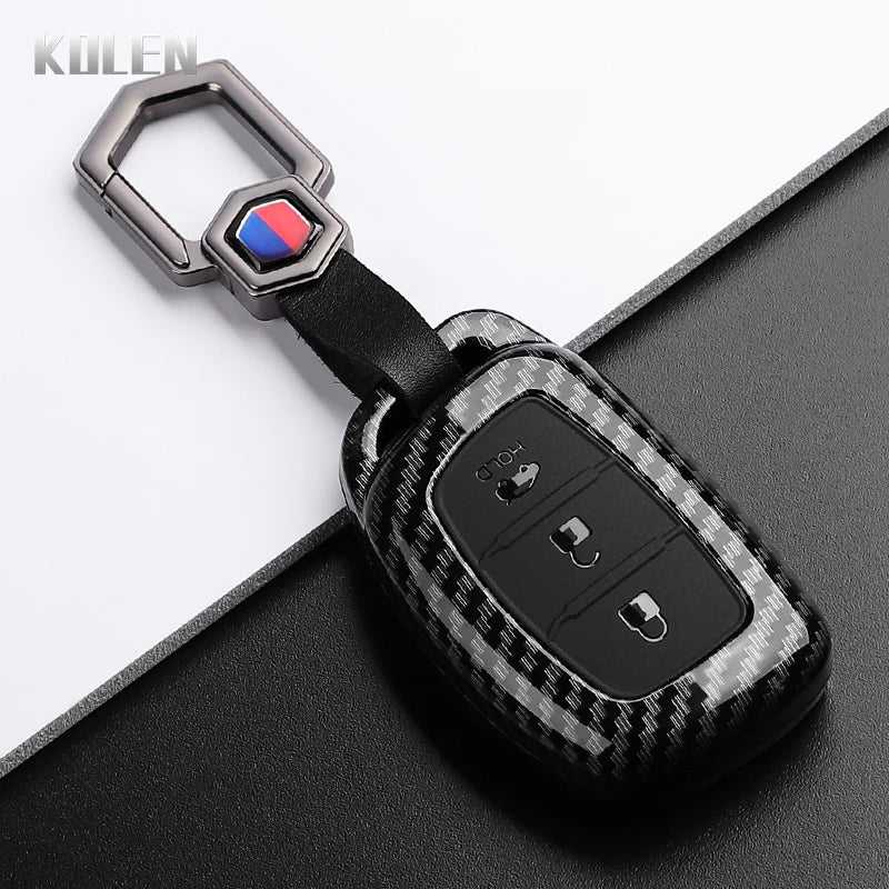 Car Key Cover Compatible with Hyundai Tucson Santa Fe Rena Sonata Elantra Creta ix35 ix45 i10 i30 i40 – Carbon Fiber Style