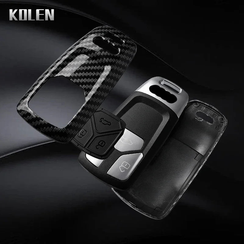 Car Key Cover Compatible with Audi A4 B9 A5 A6 8S 8W Q5 Q7 4M S4 S5 S7 TT TTS TFSI RS – Carbon Fiber Style