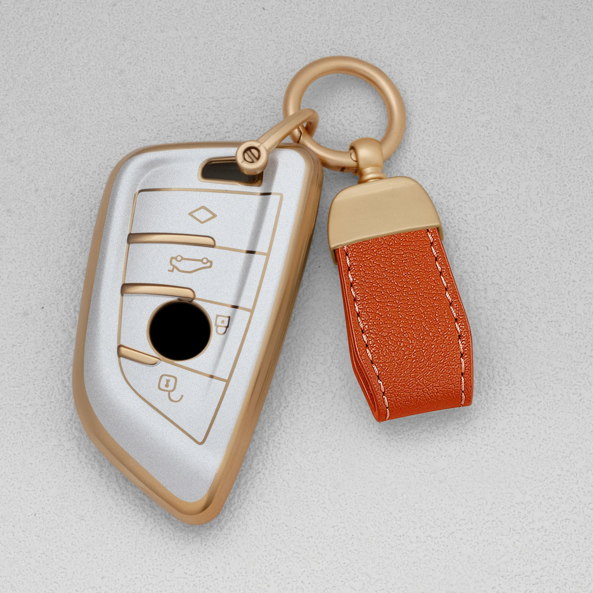 Quicksand Gold TPU Car Key Fob Cover for BMW X1, X3, X5, X6, X7 & 1, 3, 5, 6, 7 Series – G20, G30, G11, F15, F16, G01, G02, F48