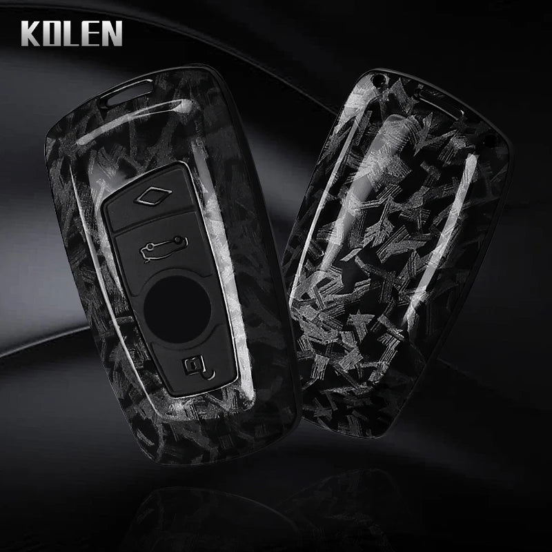 Car Key Cover Compatible with BMW 1 3 5 7 Series X1 X3 X4 X5 F10 F15 F16 F20 F30 F18 F25 M3 M4 – Carbon Fiber Style