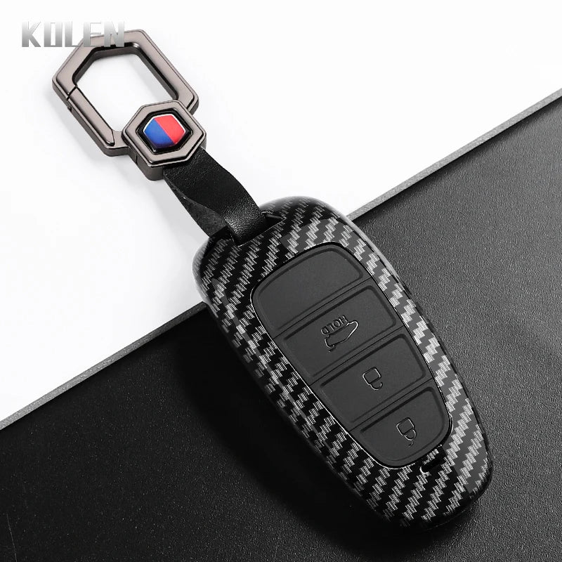 Car Key Cover Compatible with Hyundai Santa Fe Tucson 2022 Nexo NX4 Atos Prime Solaris – Carbon Fiber Style