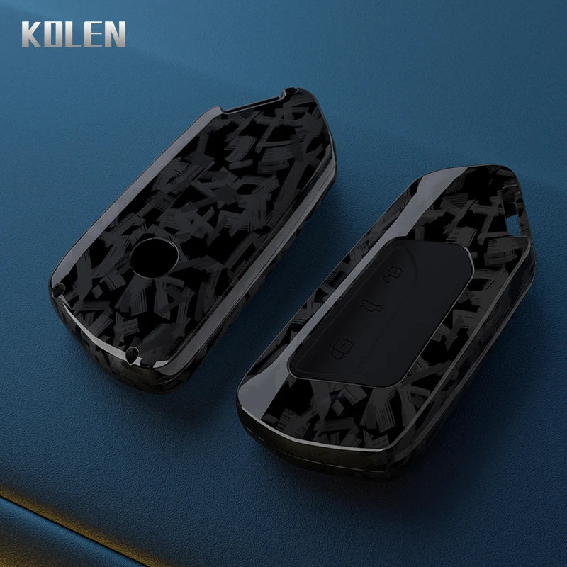 Car Key Cover Compatible with Volkswagen (VW) Golf 8 2020; Skoda Octavia A8 2021; SEAT Leon MK4 – Carbon Fiber Style