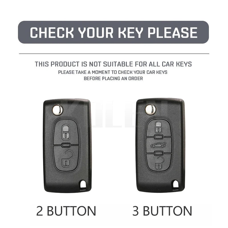 Car Key Cover Compatible with Peugeot 107 207 307 308 407 607 3008 5008; Citroen Xsara Picasso C5 C6 C8 – Carbon Fiber Style