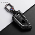 Car Key Cover Compatible with BMW X1 X3 X5 X6 X7 1 3 5 6 7 Series G20 G30 G11 F15 F16 G01 G02 F48 – Carbon Fiber Style