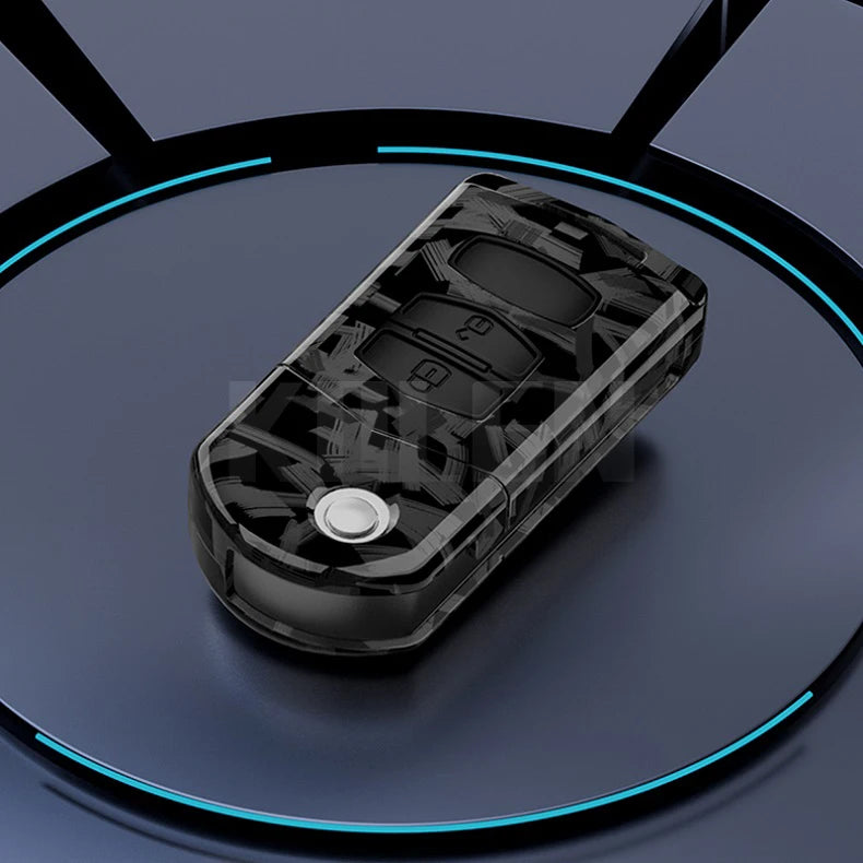 Flip Key Cover Compatible with Mazda 2 3 5 6 8 CX7 CX-7 CX5 CX-5 CX9 CX-9 MX5 MX-5 M6 RX8 RX-8 – 2/3/4 Buttons – Carbon Fiber Style