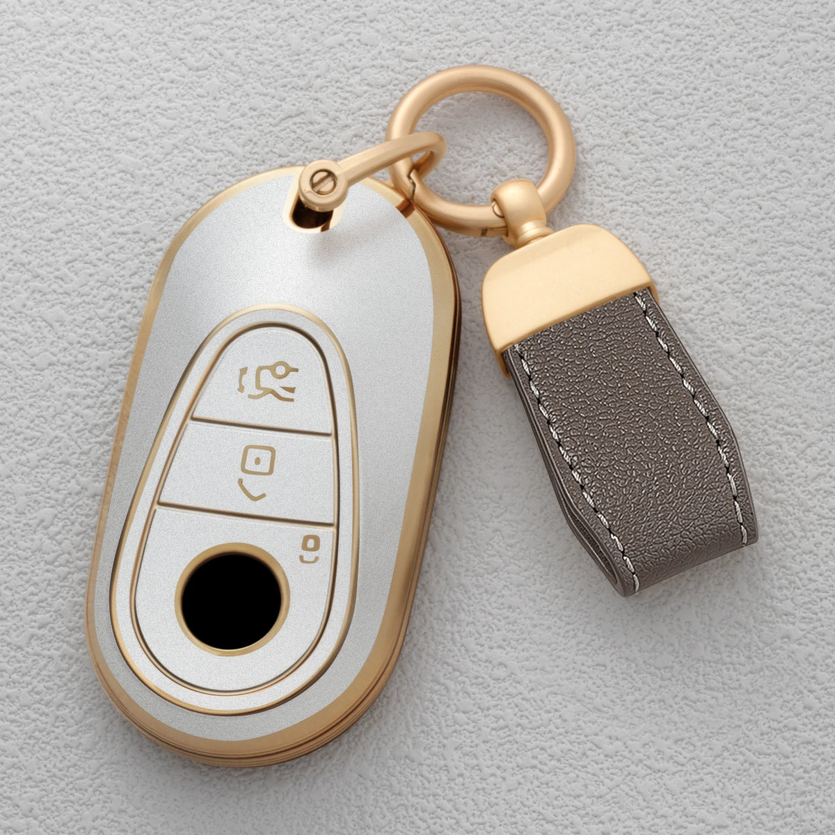 Quicksand Gold TPU Car Key Fob Cover for Mercedes-Benz C, E & S-Class, CLE, GLC, EQS & EQE – W206, W214, W223, C236, X254