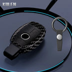 Car Key Cover Compatible with Mercedes-Benz A B C E S Class W204 W205 W212 W213 W176 GLC CLA AMG W177 X167 W463 – Carbon Fiber Style