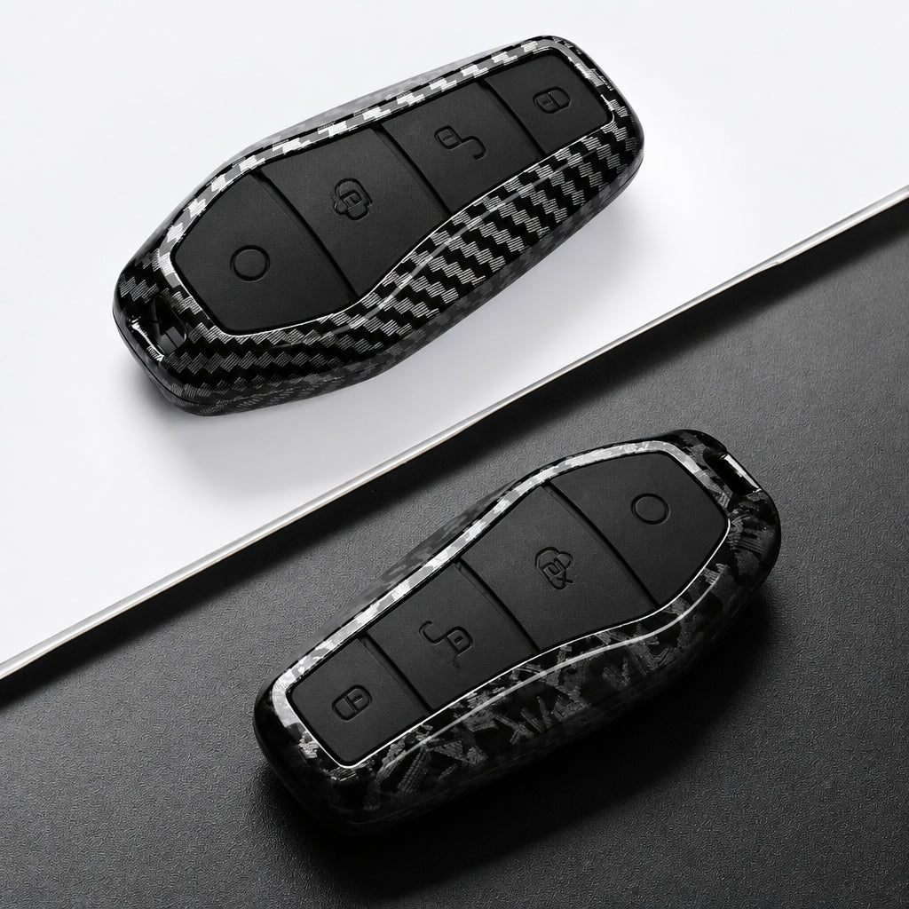 Car Key Cover Compatible with BYD Han EV Tang DM Qin Plus Song Pro Max Yuan Dolphin E2 – Carbon Fiber Style