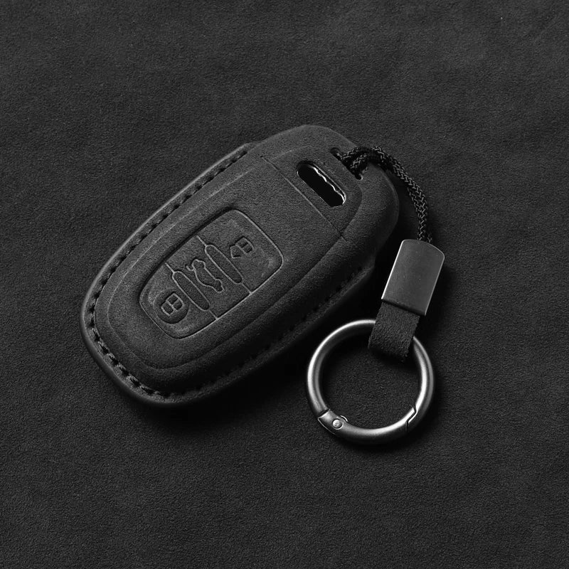 Suede Car Key Cover Compatible with Audi A1, A3, 8V, A4, B8, B9, A5, A6, C7, A7, A8, Q3, Q5, Q7, S4, S6, S7, S8, R8, TT