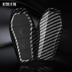 Car Key Cover Compatible with BYD Han EV Tang DM Qin Plus Song Pro Max Yuan Dolphin E2 – Carbon Fiber Style